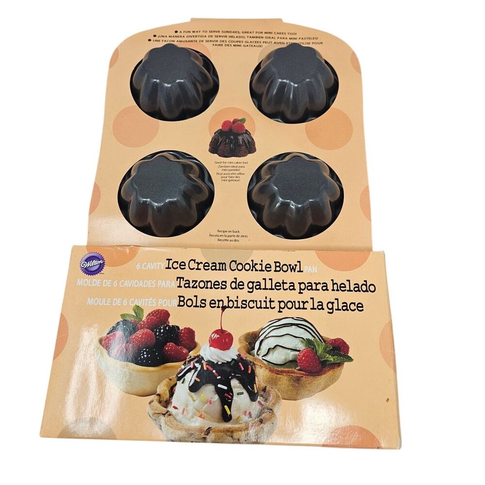 NEW Wilton Ice Cream Cookie Bowl 6 Cavity Pan Baking Tarts Cake